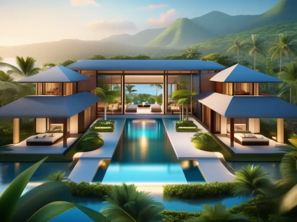 Retiro de lujo para viajeros maduros en resort de diseño moderno rodeado de naturaleza exuberante