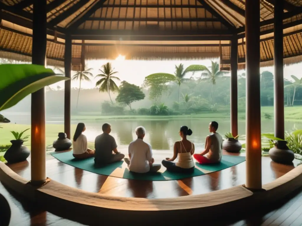 Retiro de meditación en Bali Retiro de meditación en Bali: viajeros maduros disfrutan tranquilidad y serenidad en entorno natural