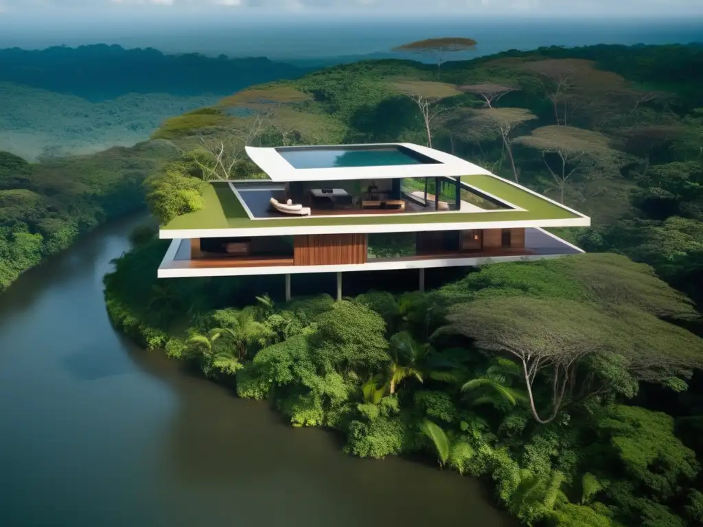 Retiro de meditación en la selva Retiro de meditación en Latinoamérica: vista aérea impresionante de un remanso de paz en la selva tropical