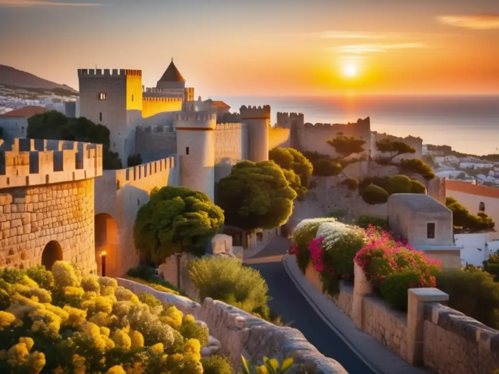 Ciudad medieval de Rhodes al atardecer Destinos históricos en Grecia para viajeros seniors
