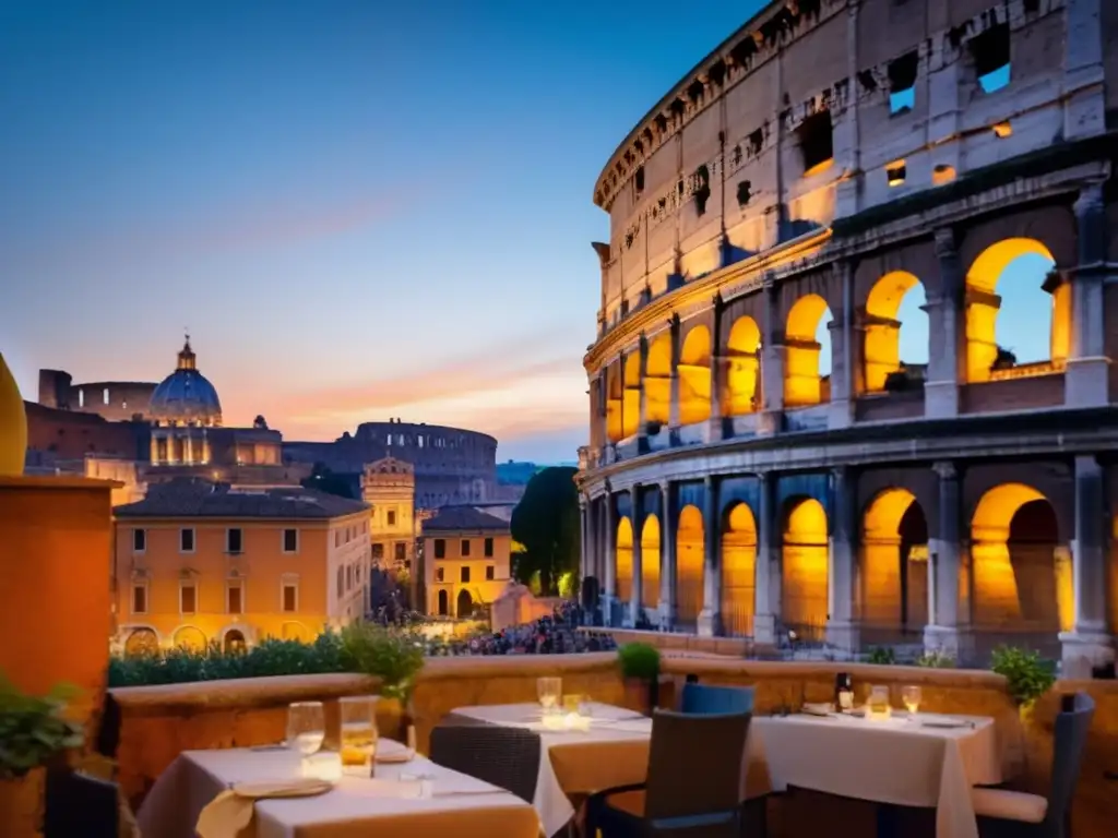 Atardecer en Roma, Coliseo y restaurante italiano Vida romana: consejos para viajeros maduros en Roma