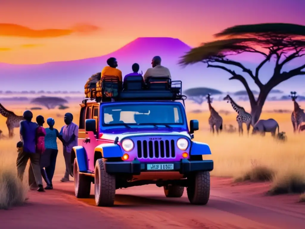 Safari inclusivo: Jeep accesible y naturaleza cautivadora Safari accesible para personas con movilidad reducida en una impresionante savana africana con diversidad y naturaleza