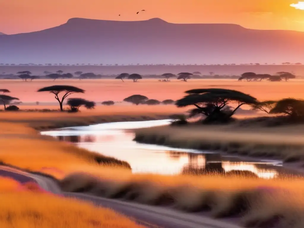 Safari africano al atardecer Paisaje de safari accesible con elefante majestuoso