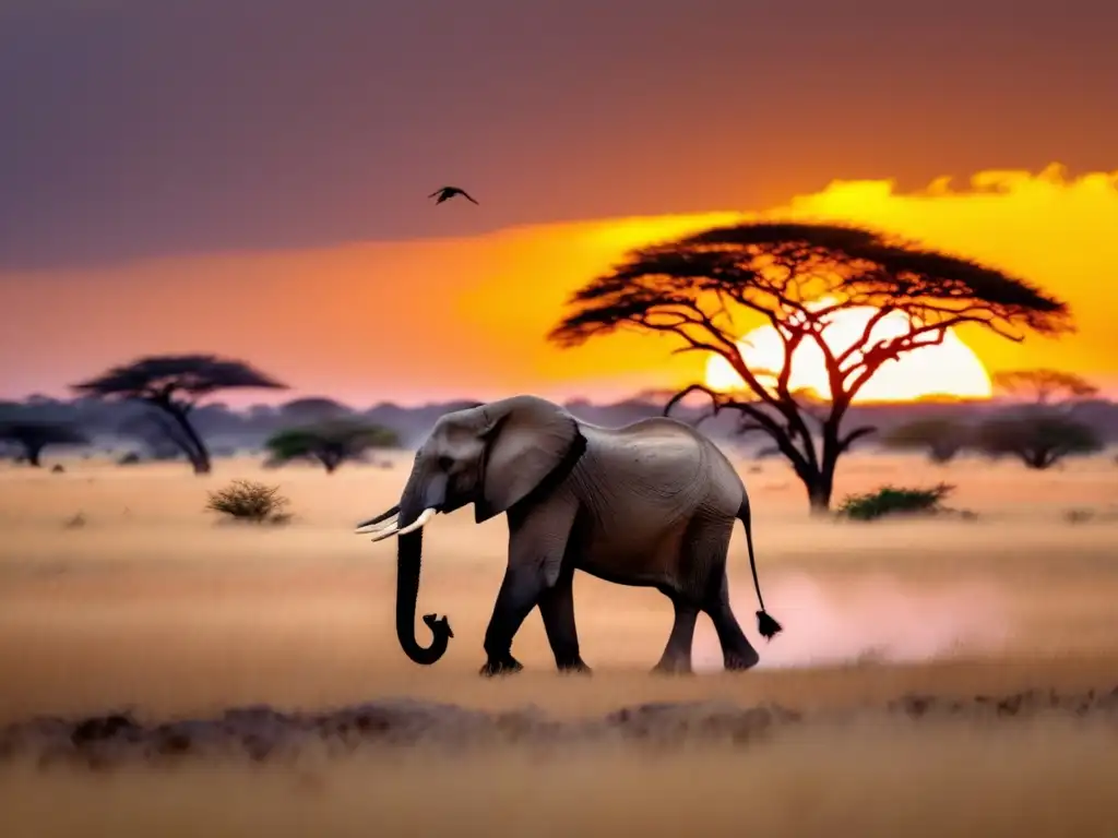 Aventura safari en Parque Kruger Destinos naturales para viajeros senior: Parque Nacional Kruger, Sudáfrica - Majestuoso elefante en la sabana al atardecer