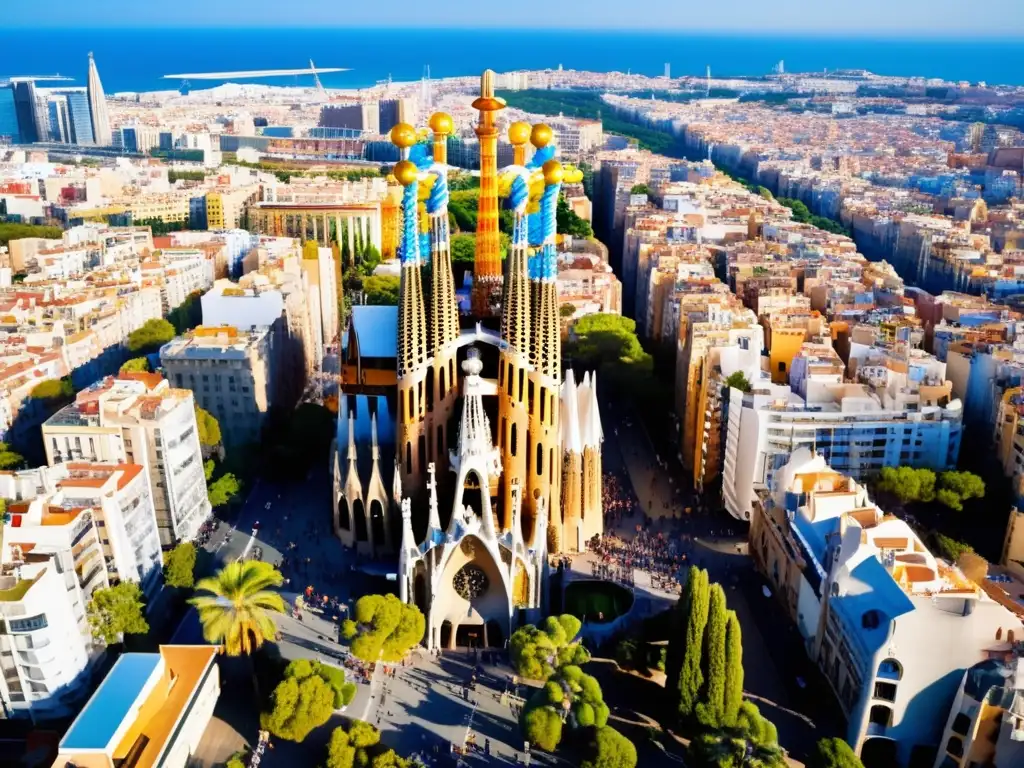 Vista impresionante de la Sagrada Familia en Barcelona, España