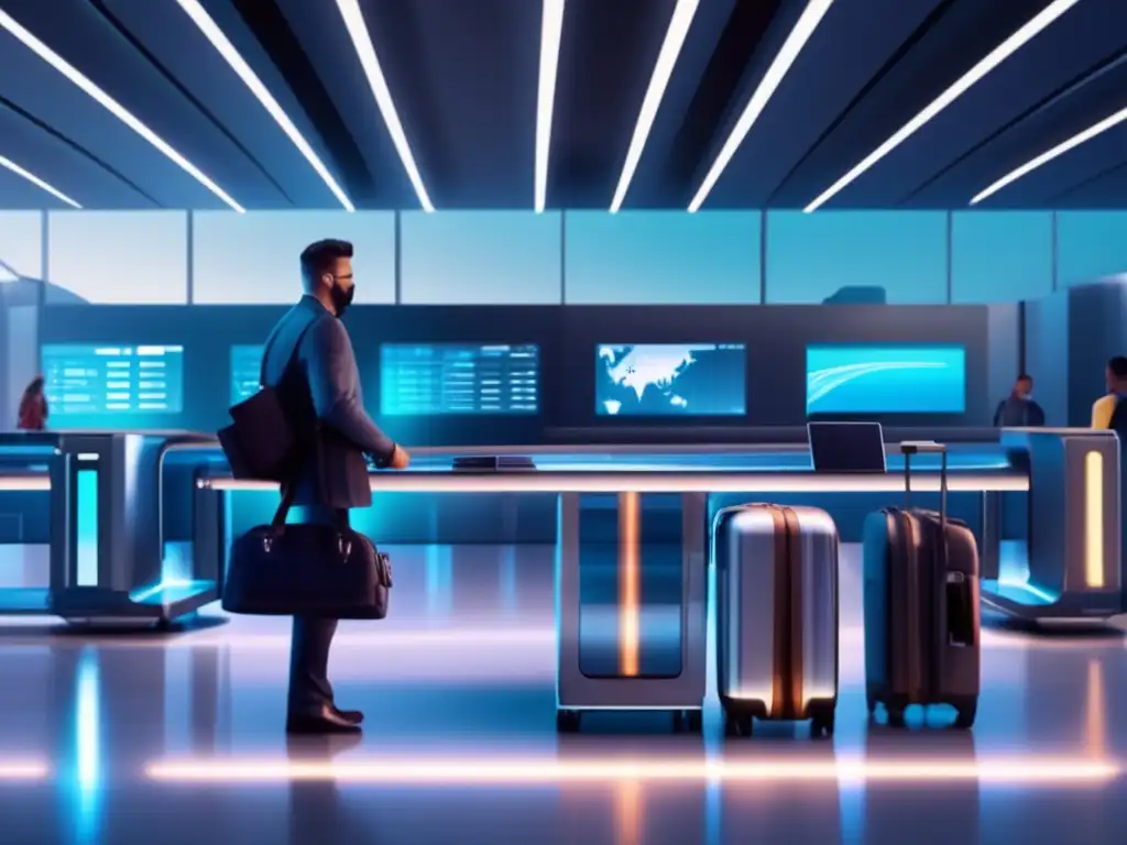 Seguridad y comodidad en aeropuerto Consejos seguros para equipaje viajeros maduros: moderno control seguridad aeropuerto, objetos valiosos protegidos, personal atento