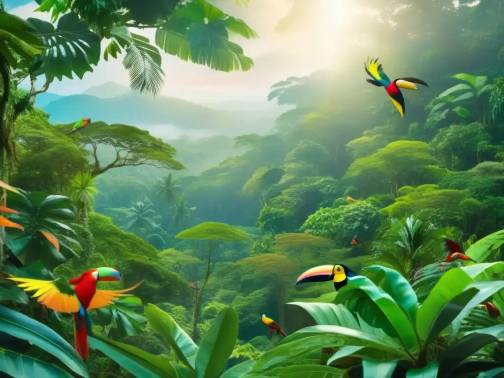 Exuberante selva tropical en Costa Rica Un viaje seguro y económico para mayores en Costa Rica, con una vibrante selva tropical, aves coloridas y senderos cautivadores