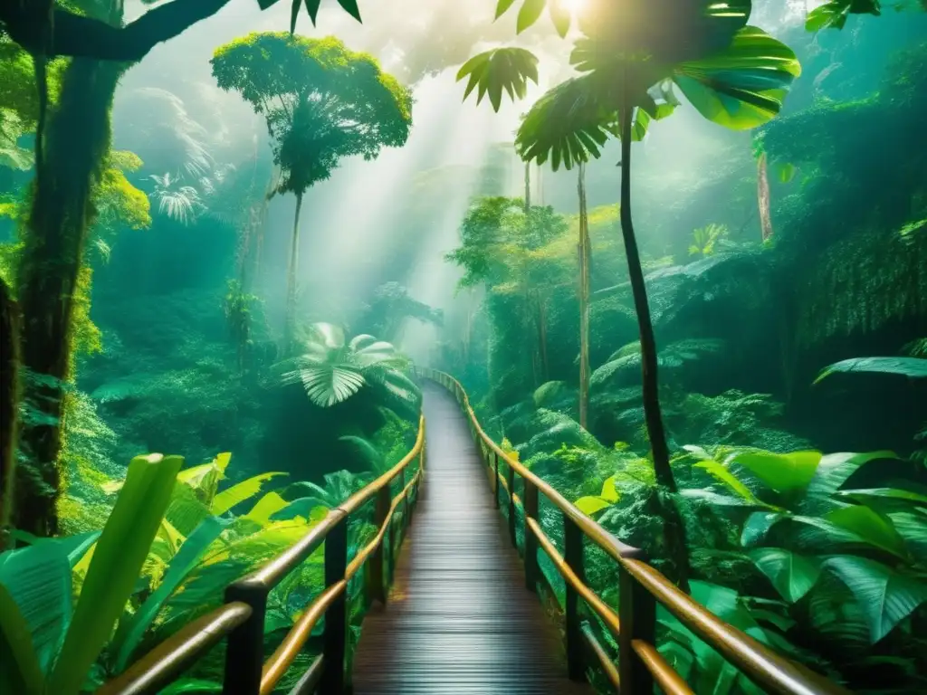 Emocionante selva tropical llena de aventura y exploración Consejos nutrición viajeros senior aventura, imagen de una vibrante selva tropical, invitando a la aventura y exploración