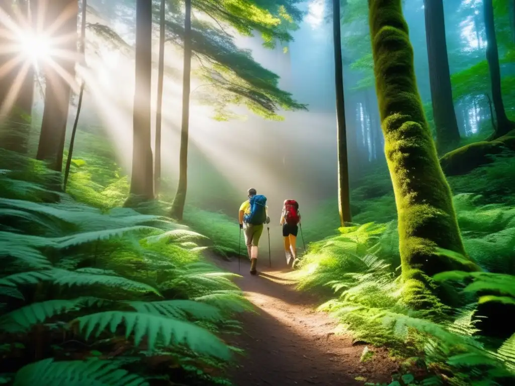 Abrazo de hikers en la naturaleza Senderismo para viajeros maduros: aventuras en la naturaleza