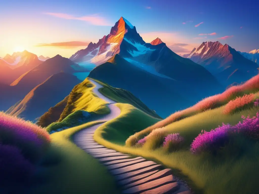 Paisaje montañoso hacia el atardecer Paisaje montañoso al atardecer, viajes espirituales enriquecedores para adultos