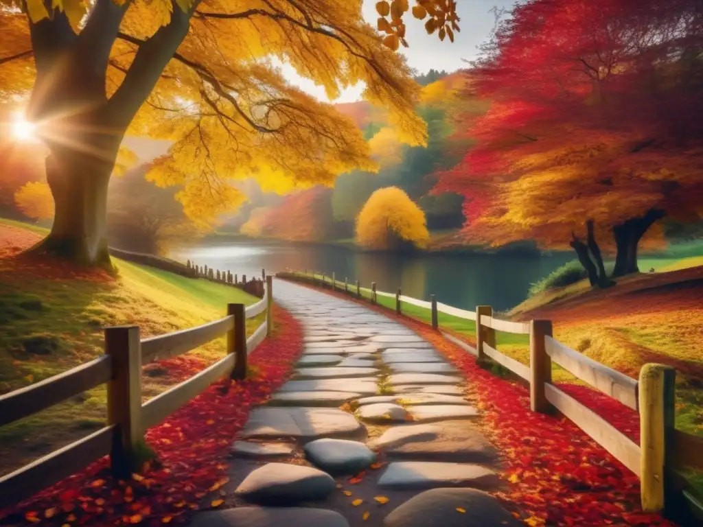 Un paisaje otoñal sereno y vibrante Paisaje otoñal ideal para peregrinación senior