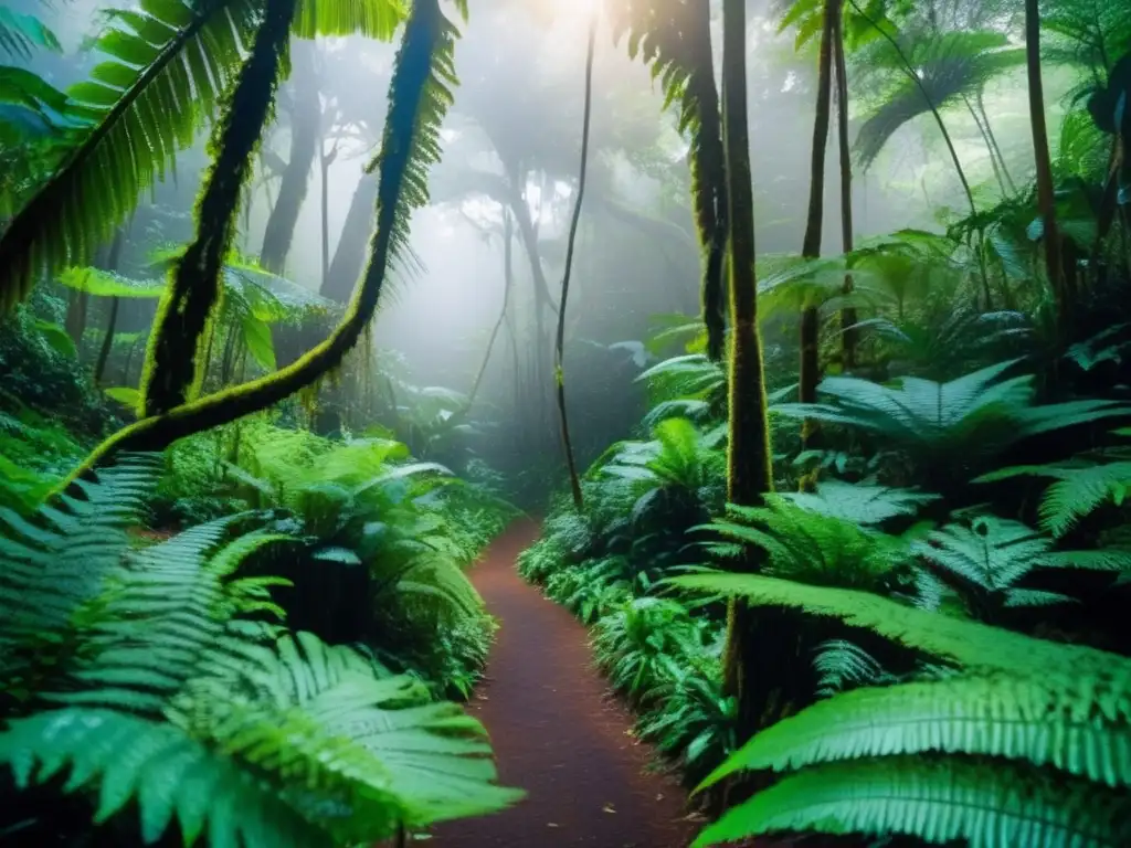 Sendero de senderismo sereno en la selva pluvial de Oceanía Senderismo seguro para seniors en Oceanía