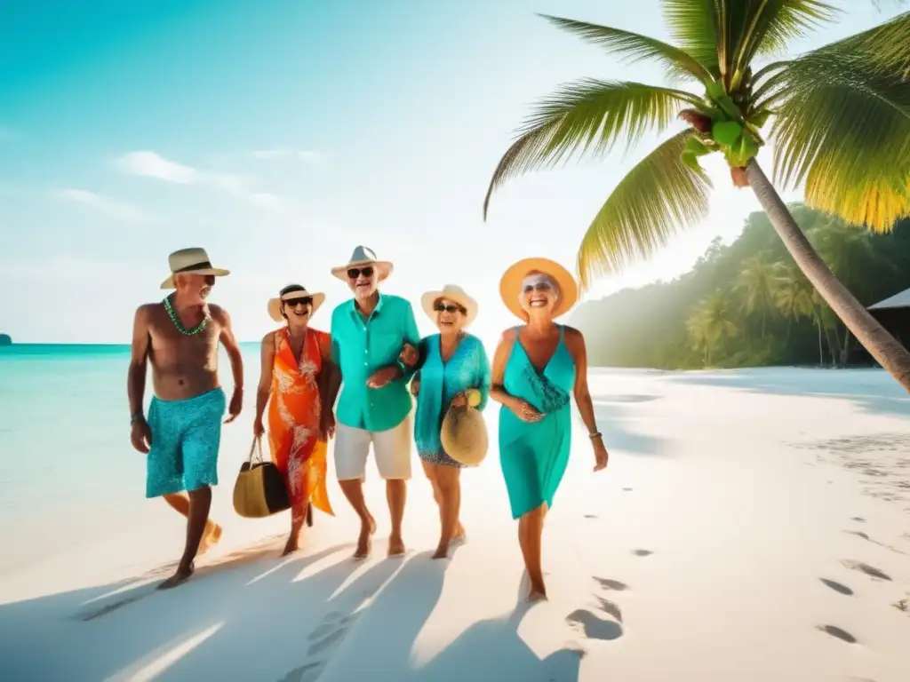 Grupos de viajeros mayores disfrutan de una playa paradisíaca en Tailandia Viajes de aventura para seniors en la paradisiaca playa de Tailandia