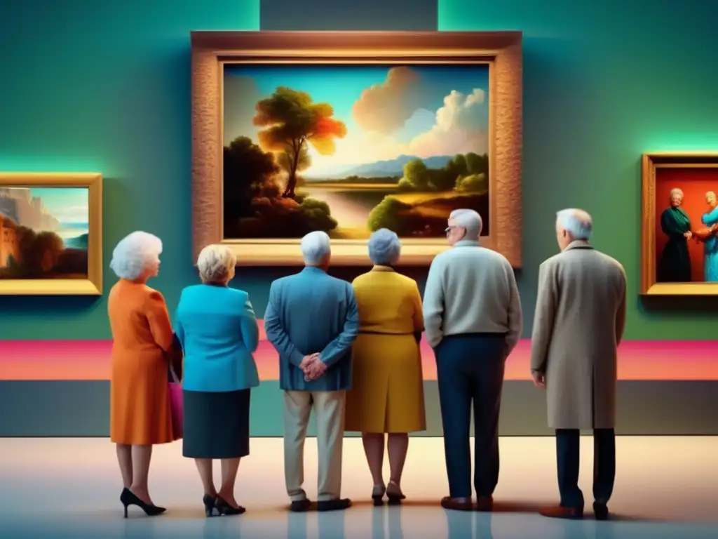 Grupo de adultos mayores admirando arte Viajes de arte para mayores: visitas enriquecedoras