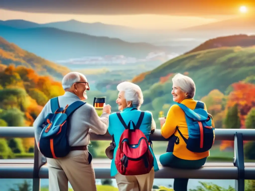 Alegres adultos mayores disfrutando de un viaje lleno de aventuras Seguro de viaje para seniors: disfrute de experiencias inolvidables y tranquilidad