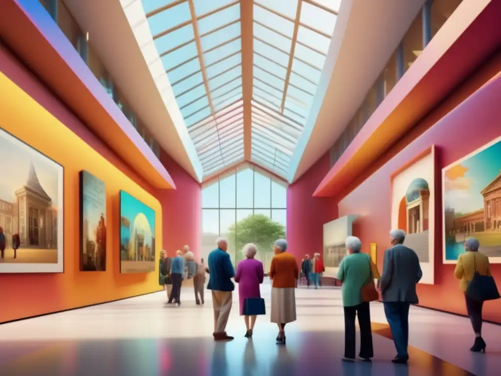 Grupo de mayores disfrutando del arte y la cultura Grupo de seniors en museo, disfrutando del arte - Consejos culturales para viajeros seniors