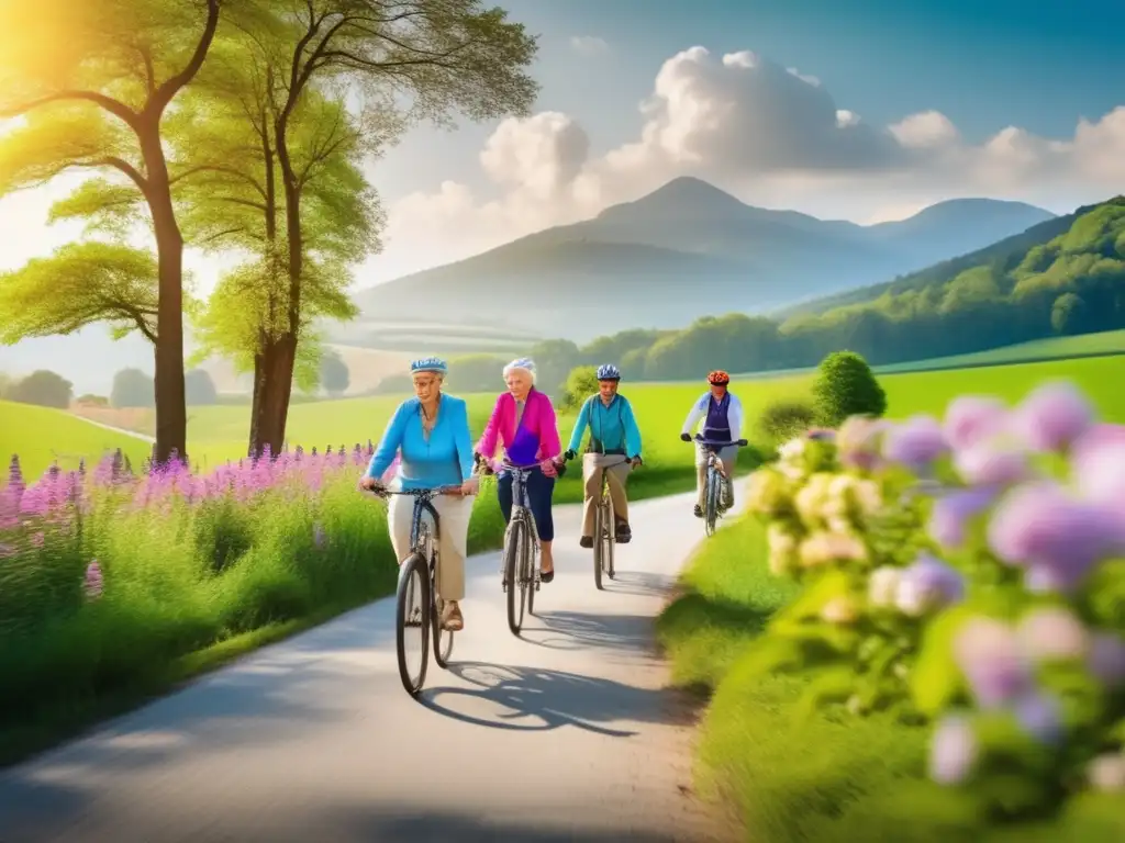 Aventura en bicicleta para adultos mayores Transporte sostenible para viajeros maduros disfrutando de la naturaleza y la aventura en bicicleta