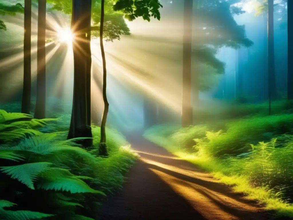Meditación en el bosque al amanecer Rutas sagradas introspectivas para seniors en serena foresta al amanecer