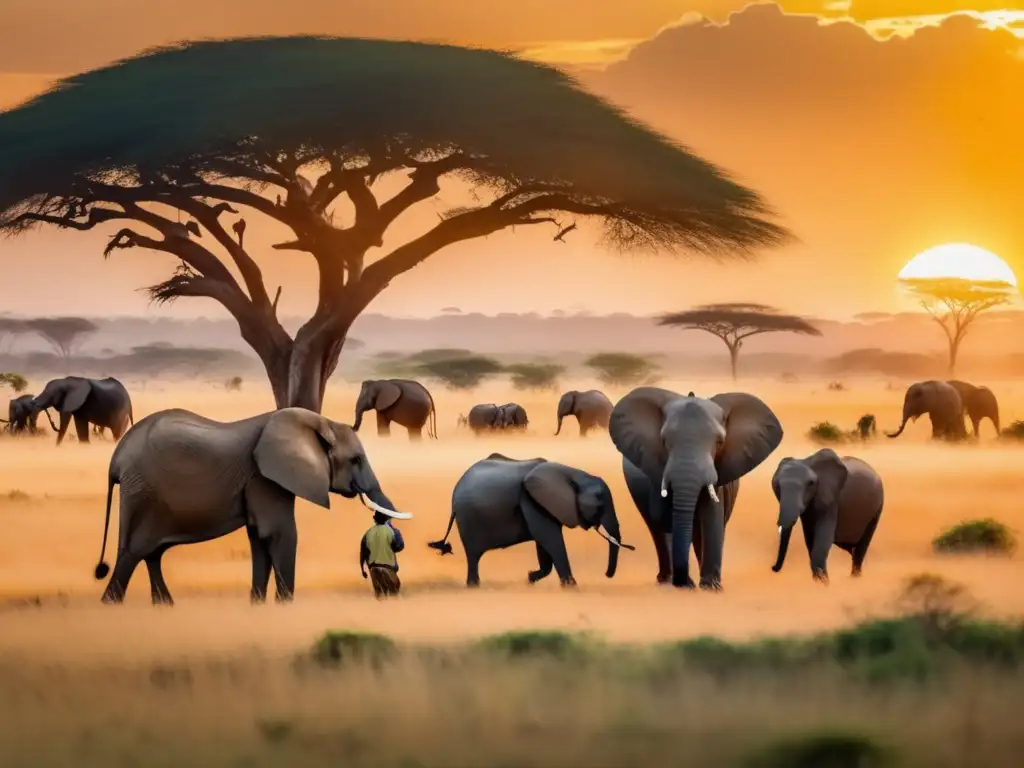 Serenidad en la sabana africana al amanecer Safari ecológico para seniors en la serena sabana africana