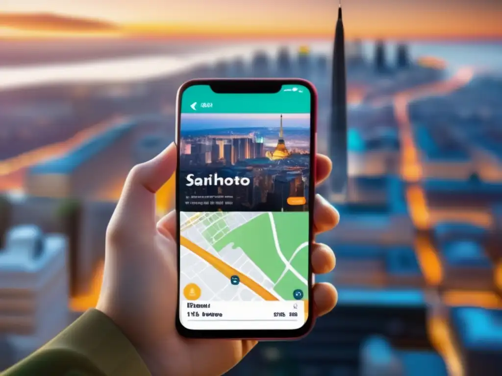 Smartphone como guía turística Ventajas uso smartphone como guía turística: mapa interactivo, atracciones cercanas, direcciones y recomendaciones de restaurantes