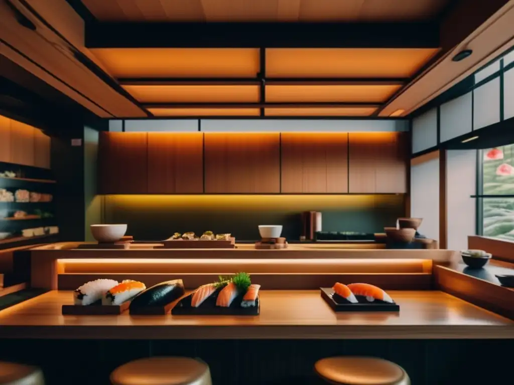 Exquisita experiencia de sushi en Japón Experiencia sushi en bar tradicional: ambiente elegante, chefs expertos y sushi exquisito