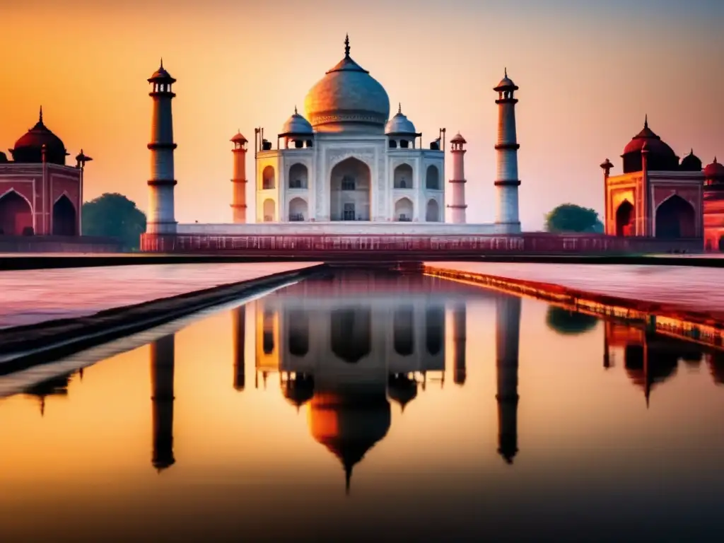 Taj Mahal al amanecer Meditación espiritual en India: Taj Mahal al amanecer