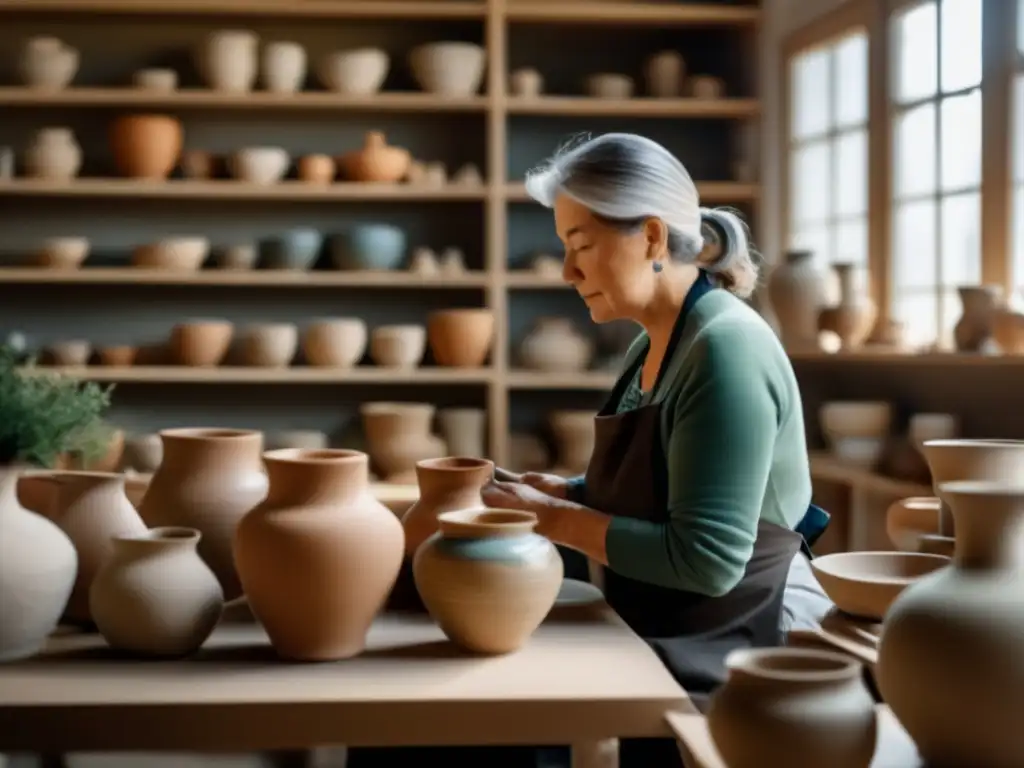 Taller de cerámica tranquilo y creativo Taller cerámica para viajeros senior en estudio amplio y luminoso, con obras bellamente elaboradas y ambiente creativo
