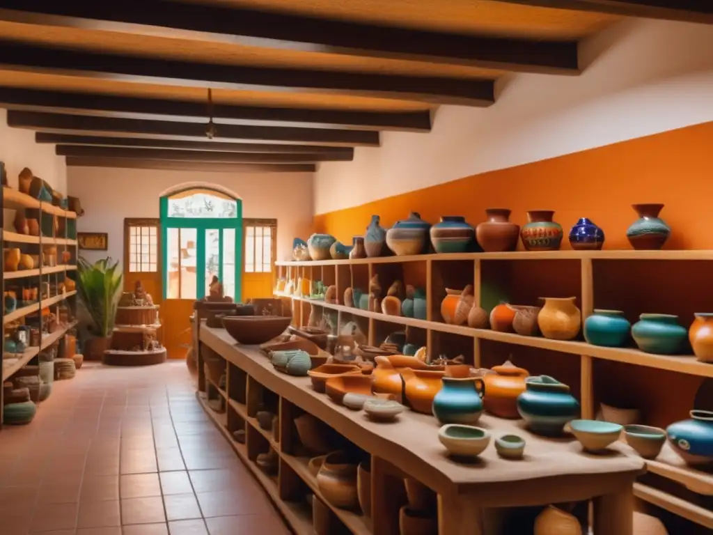Taller cerámica vibrante en Oaxaca Talleres de cerámica en Oaxaca, México: Artesanos, coloridas piezas y viajeros senior disfrutando de la creación de arte
