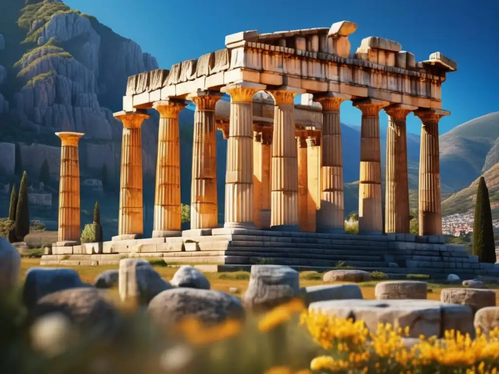 Templo de Apolo en Delphi, majestuoso y detallado - Destinos históricos en Grecia para viajeros senior: Templo de Apolo en Delphi