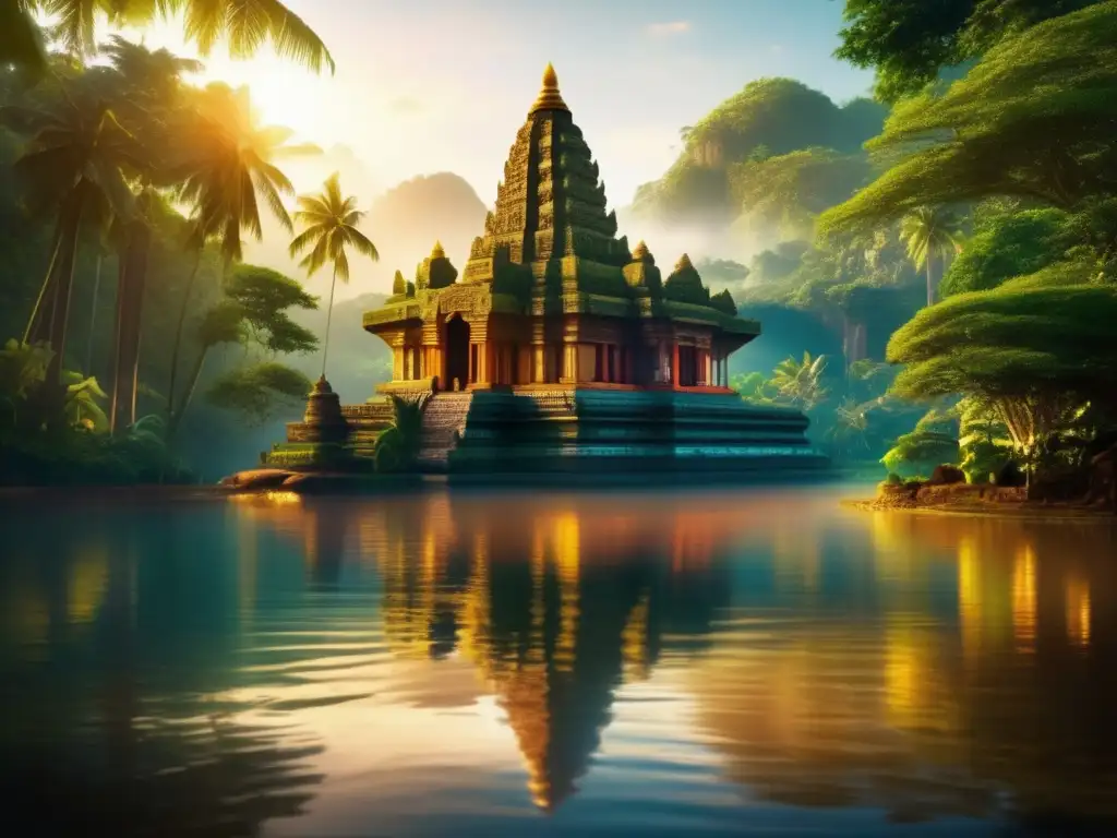 Templo místico en la selva Peregrinaciones exóticas para viajeros maduros en un templo místico rodeado de selva tropical