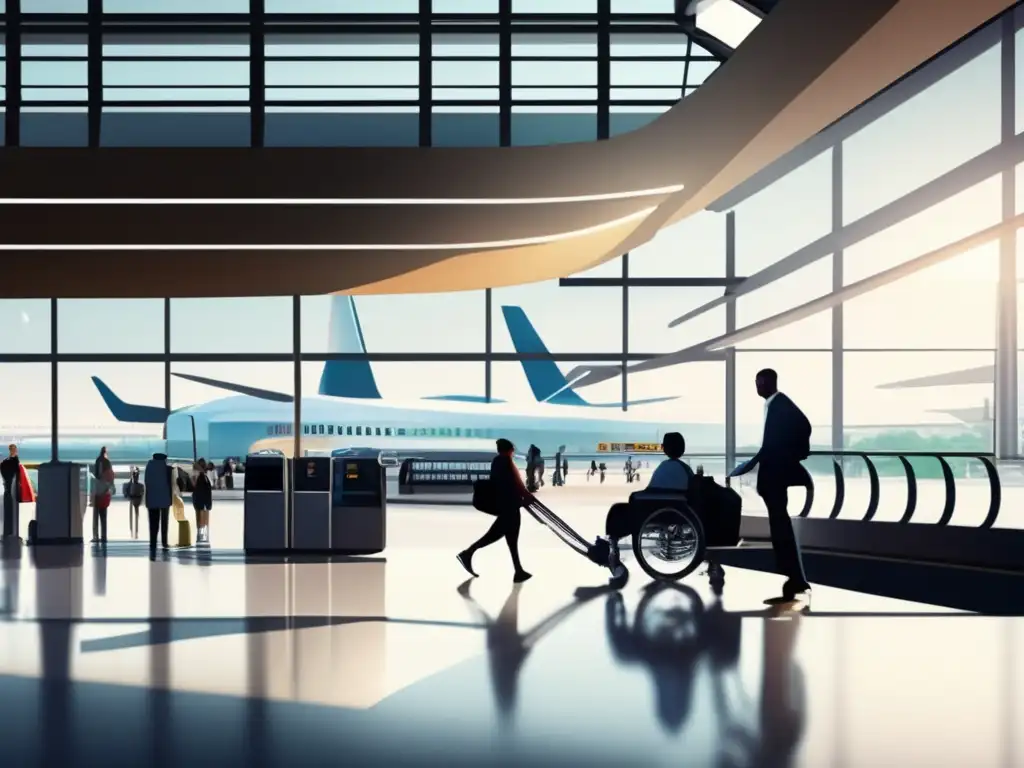 Terminal de aeropuerto inclusivo y eficiente Aeropuerto moderno: check-in accesible para personas con movilidad reducida