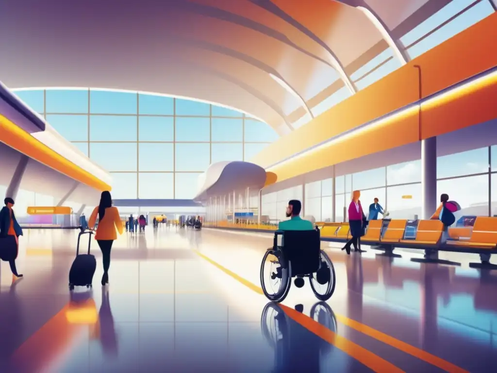 Aeropuerto accesible y inclusivo con tecnología de movilidad avanzada Aeropuerto moderno accesible con trucos para viajar con movilidad reducida