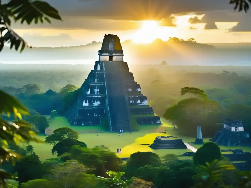Ruinas místicas de Tikal en la selva guatemalteca Destinos seguros América Central viajeros maduros - Ruinas majestuosas de Tikal en la selva guatemalteca, rodeadas de vegetación exuberante y misterio