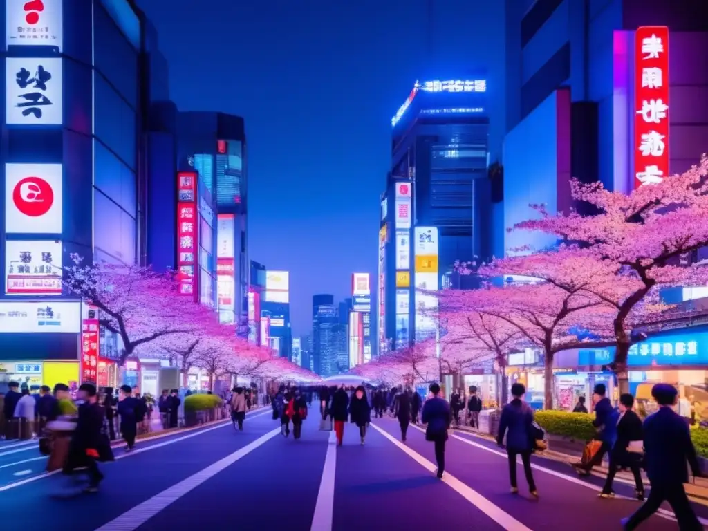 Calles vibrantes y futuristas de Tokyo al anochecer Tokyo, Japón: Ciudad vibrante y futurista con arquitectura moderna, luces de neón y una mezcla perfecta de tradición e innovación