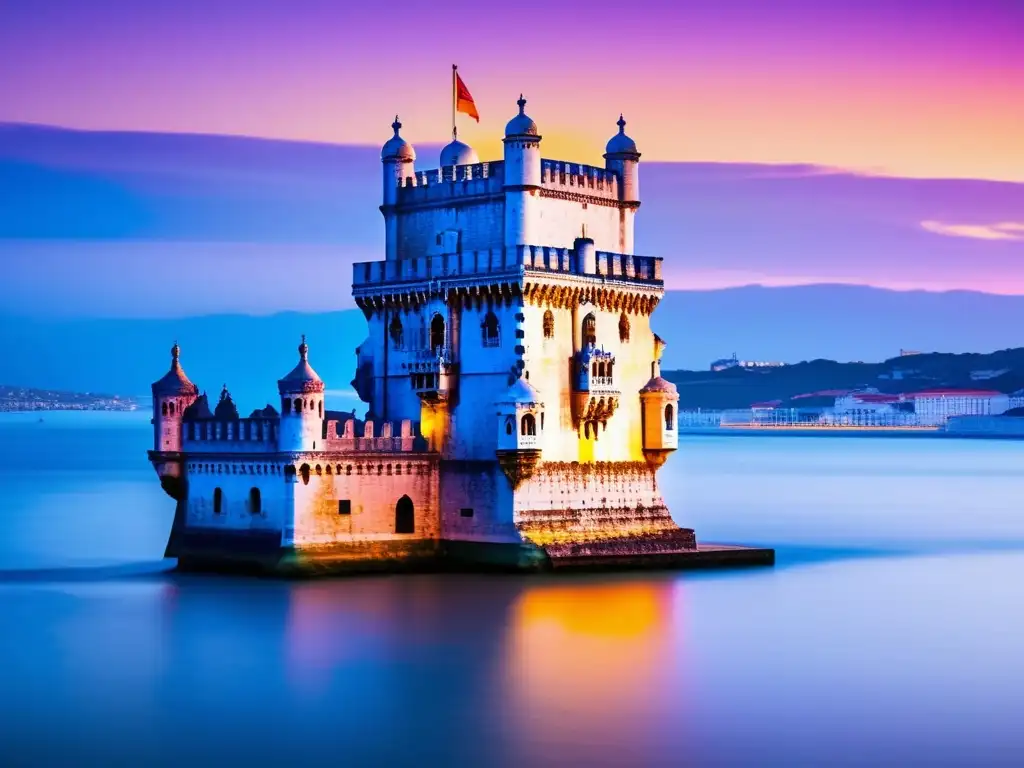Belem Tower en Lisboa al atardecer Imagen de la Torre de Belém en Lisboa al atardecer: Experiencias enriquecedoras en Lisboa para viajeros maduros