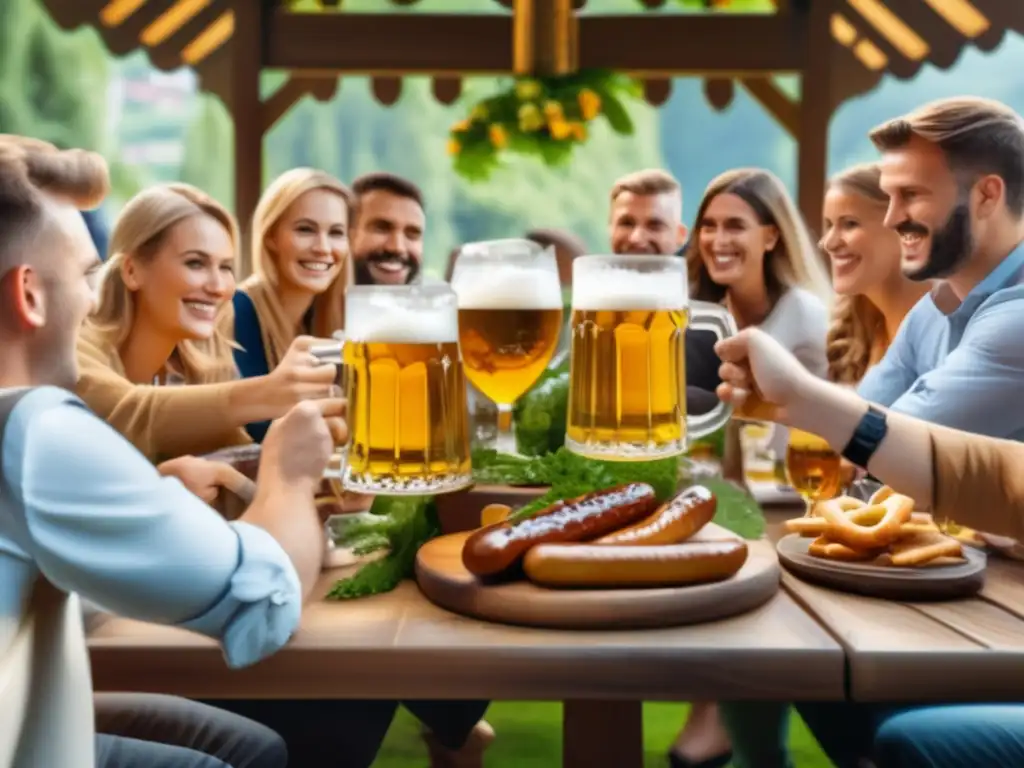 Tradición cervecera bávara en Alemania Tradición cervecera Alemania degustadores viaje - Imagen 8K ultradetallada captura esencia tradición cervecera alemana