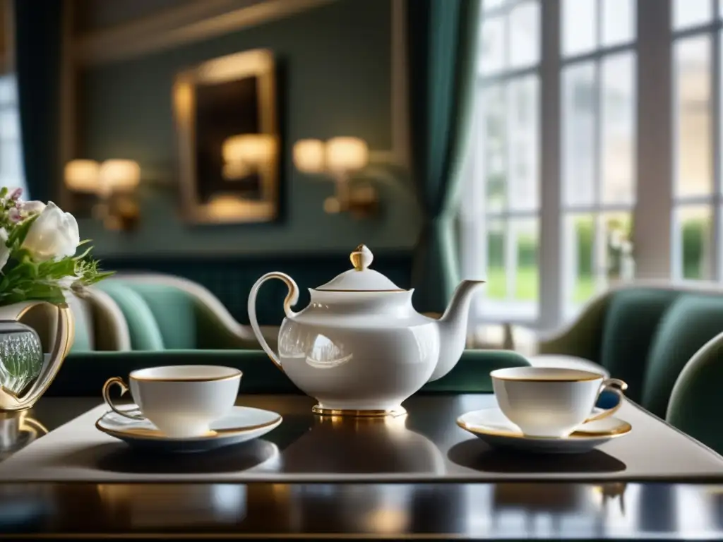 Tradición británica del té moderna Tradición del té en Reino Unido para seniors en una sala de té elegante y contemporánea