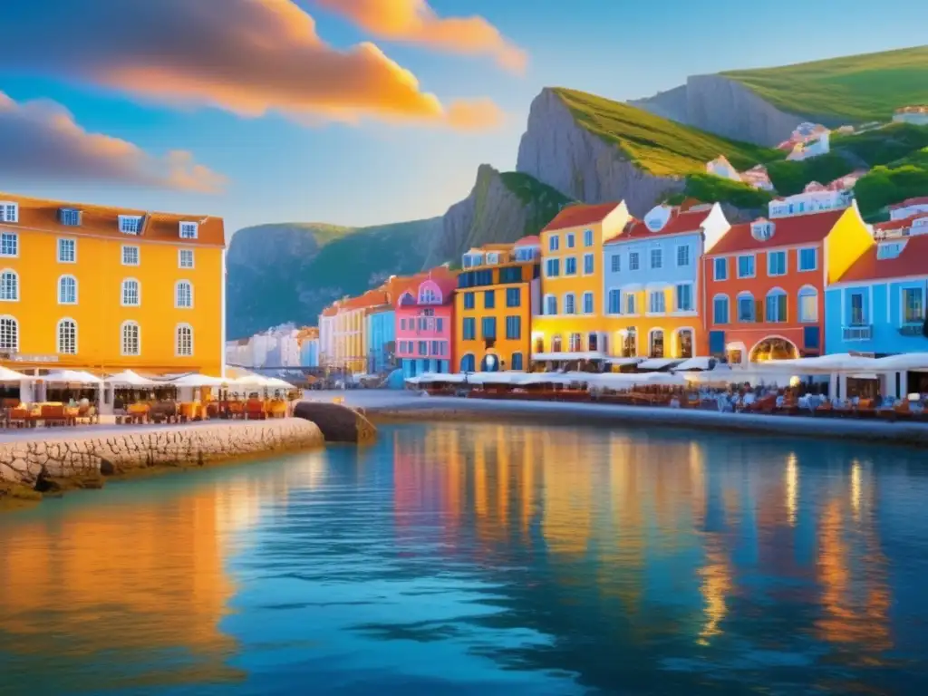 Encantador pueblo costero para viajeros seniors Presupuesto de viaje para seniors en encantador pueblo costero con edificios coloridos, acantilados y mar azul
