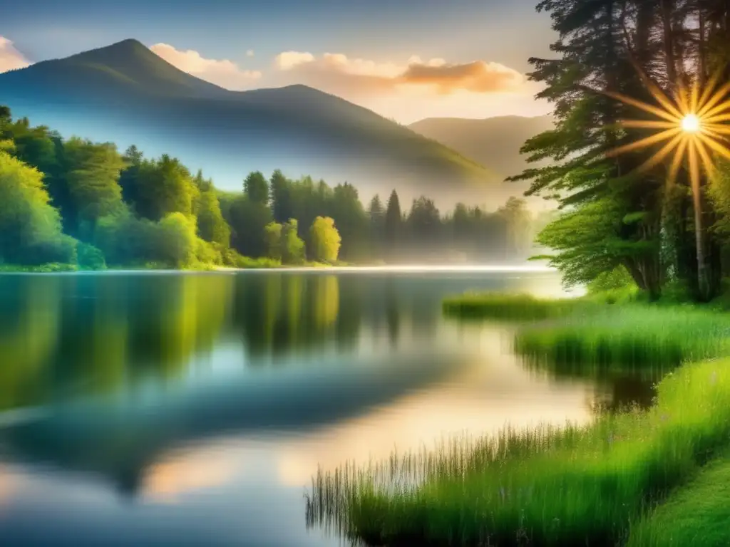 Tranquilidad y naturaleza en un paisaje sereno Un retiro de meditación en la naturaleza que invita a la serenidad y el rejuvenecimiento