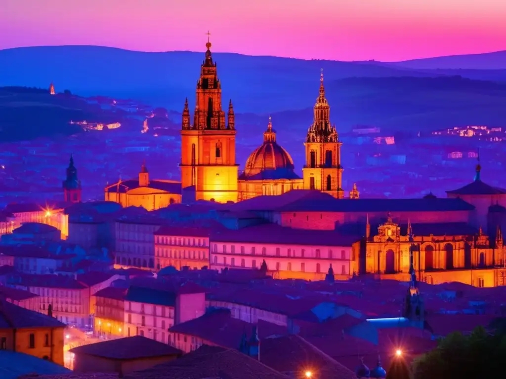 Atardecer en Santiago de Compostela Atardecer sobre Santiago de Compostela, España