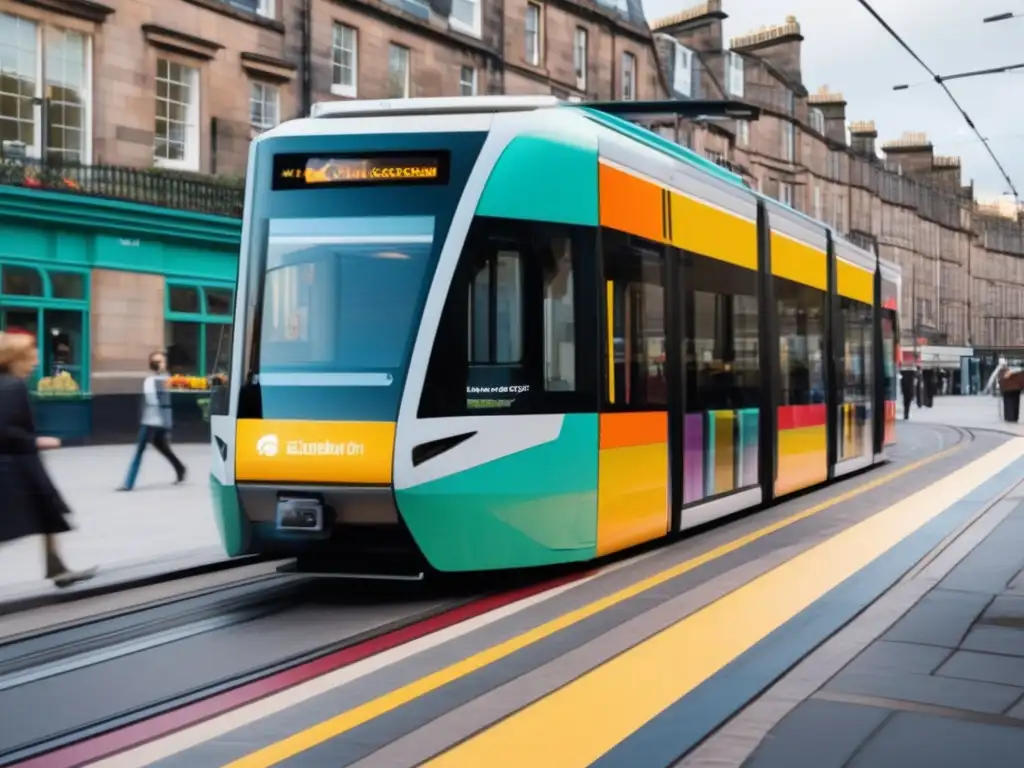 Tranvía accesible y colorido en Edimburgo Tram accesible en Edimburgo: Ciudad inclusiva para movilidad reducida