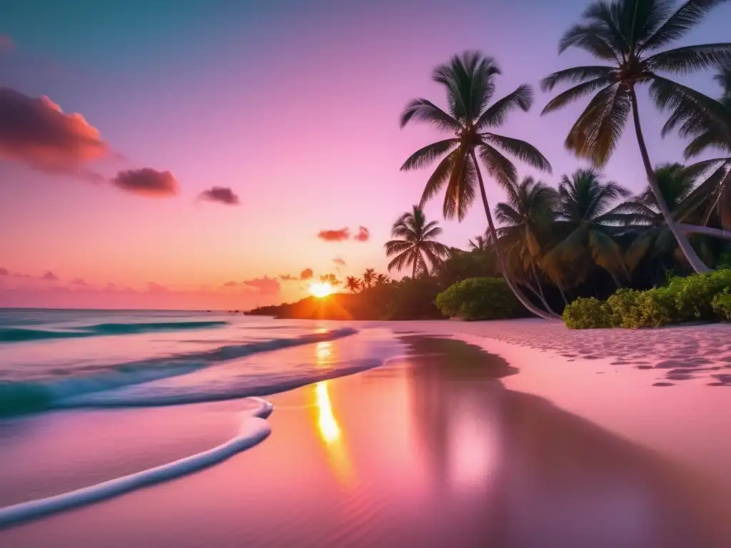 Paraíso tropical al atardecer Hermosa playa tropical al atardecer