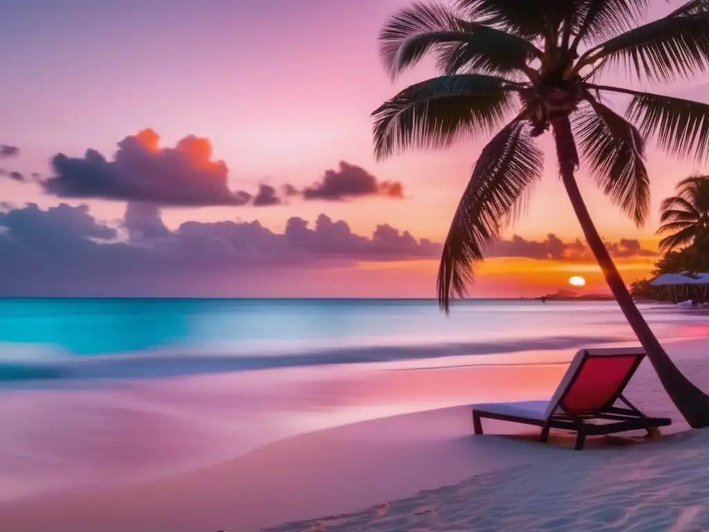 Paraíso tropical al atardecer Serenidad en playa tropical al atardecer - Consejos Ahorro Vacaciones Senior