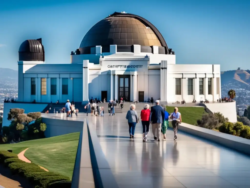 Turistas mayores disfrutando en el Observatorio Griffith Los Angeles turismo para mayores en Griffith Observatory