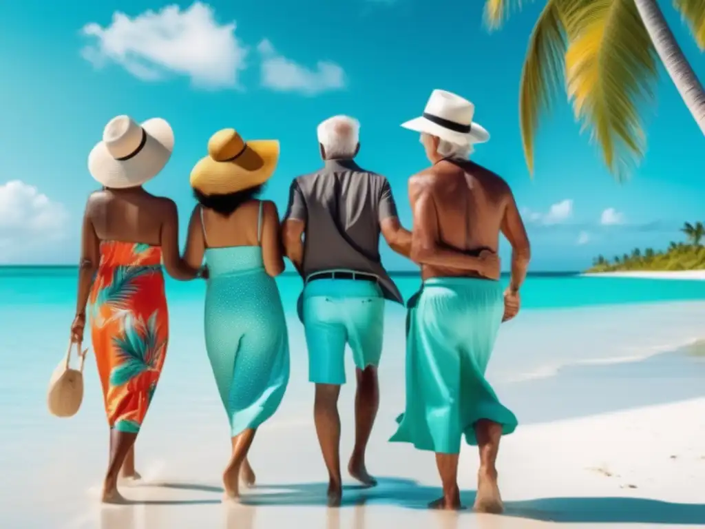 Felices mayores disfrutan vacaciones tropicales: beneficios seguros viaje mayores