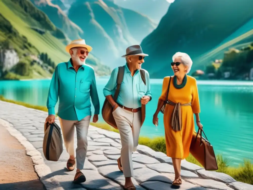 Aventura de viaje de jubilados Grupo de seniors disfrutando emocionante viaje - Agencias de viajes para seniors