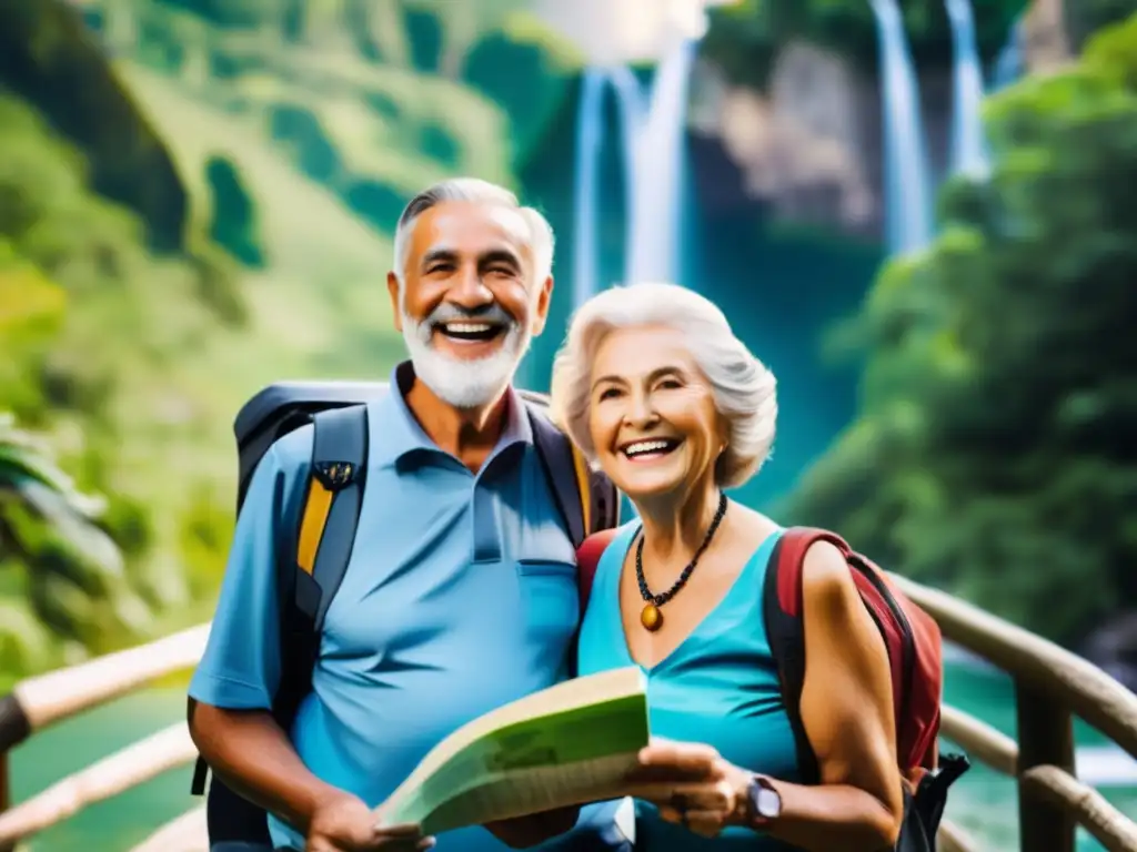Pareja de mayores disfrutando de su aventura de viaje Pareja senior disfrutando su aventura de viaje con vacunas recomendadas