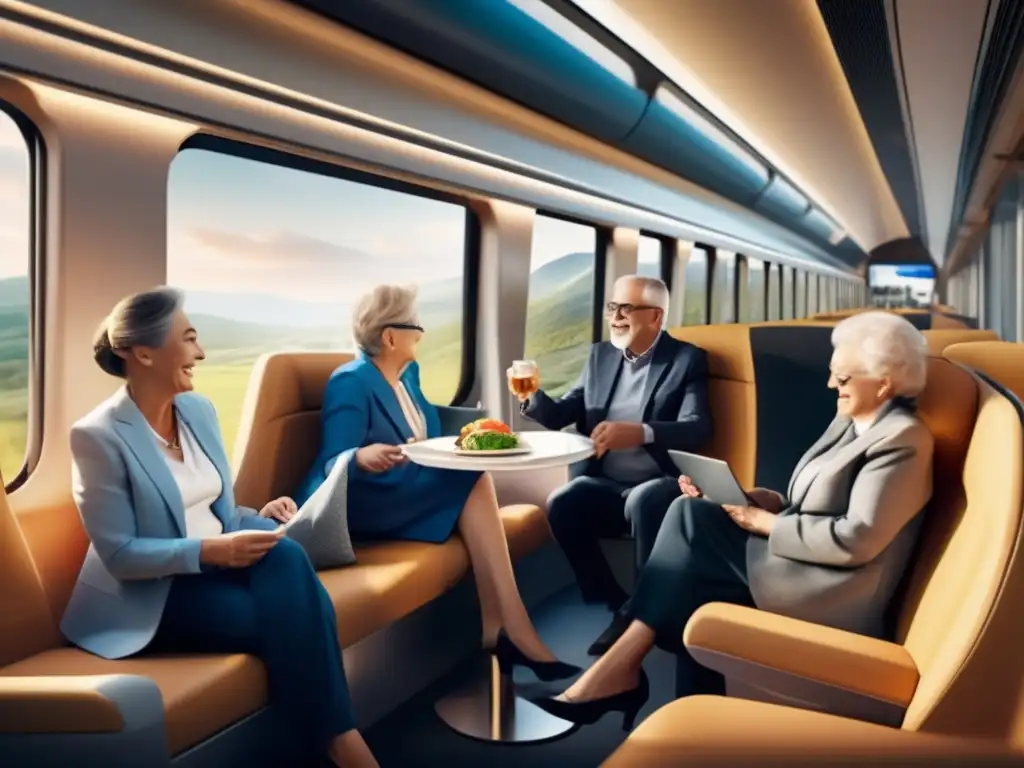 Viaje en tren de alta velocidad para adultos mayores Viaje en tren moderno y elegante para adultos mayores: Consejos viajes tercera edad