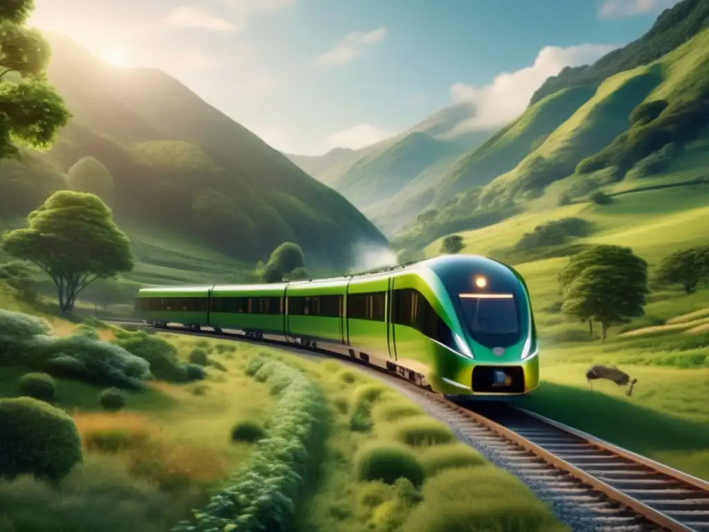 Hermoso viaje en tren ecológico para adultos mayores Transporte sostenible para viajeros maduros disfrutando de un escenario cautivador en un tren ecológico