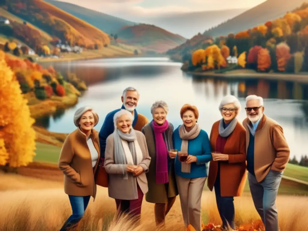 Viajes en grupo para seniors disfrutando de paisaje espectacular